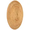 Wall Clocks Handwoven Rattan Placemats Round Wicker Table Mats Natural Woven For Dinner Heat Resistant