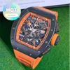 Automatisk RM -handledsur RM011 Orange Storm Black Ceramic Limited Edition 30 stycken Mens mode Leisure Business Sports Mechanical Watch