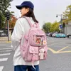 Skolväskor College Student Rucksack Fashion Travel Bookbags With Plush Pendant Pin Söt kawaii stor kapacitet japansk stil för tonårsflickor