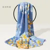 100% натуральный шелковый шарф, женский шелковый атласный платок с принтом, мягкий чистый натуральный шелковый длинный платок для женщин, платок Femme 240323