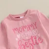 Set di abbigliamento Vestiti autunnali per bambina. Lettera con stampa a cuore, girocollo, manica lunga, pantaloni, completo, tuta da mamma