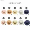 Chapeaux à larges bords Chapeaux de seau Chapeau de plage brodé personnalisé Votre nom Texte Chapeau de soleil pour femme Palm Noir Chapeau de paille moelleux Lune de miel Expédition directe L240322