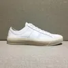 Casual Shoes Donnain White Flat Par äkta läder spetsa unisex jogging sneakers män kvinnor handgummi gummisula