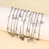 Bracelet de cheville pendentif pentagramme en acier inoxydable, bijoux de plage simples en herbe porte-bonheur