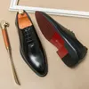 Casual Shoes British Style Men's Party Dress Brown Simple High-End Leather Pointed Low Cut Loafers spetsar upp