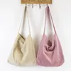 Women Corduroy Shoulder Bag Canvas Cloth Fabric Handbag Solid Casual Tote Ladies Eco Shopping Bags College Students Books Bag 240313