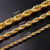 factory price 20 inch rope 18 K gold stainless steelmen rope necklace cuban link chain necklace