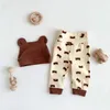 Ensembles de vêtements 3pcs bébé barboteuse vêtements automne dessin animé ours barboteuses pantalon chapeau infantile garçons filles body né tenue