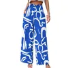 Summer Wear Womens Pants Custom Printed Wide Leg Casual Flowy med fickor