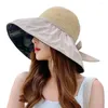 Bérets Chapeau de pêcheur pour femmes, protection solaire Anti-UV, ficelle de fixation réglable, chapeaux seau à gros bord, couvre-chef de plage
