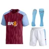 23 24 Camisas de futebol Kids Kit Home 2023 2024 Aston Villas Camisa de futebol Treinamento Away Fãs Jogador Versão Camisetas MINGS McGINN BUENDIA WATKINS Maillot Foot Black