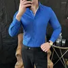 Casual shirts van heren van hoge kwaliteit suède shirt voor mannen Solid Color Long Sleeve Koreaanse mode Slim Fit Business Social Dress 2024