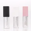 Logo personalizzato Tubi per lucidalabbra vuoti quadrati bianchi rosa 5ML Pennello per bacchetta grande Bottiglie per lucidalabbra Contenitori per rossetto Tubi per labbra Lipblam 50 pezzi