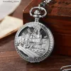 Zakhorloges Retro Bronze Train Steampunk Mechanisch Pocket Metal Hangende ketting Klassiek Handopwindbaar Vintage Pocket Fob Filp es Heren L240322