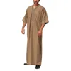 Abbigliamento etnico Musulmano Sciolto Jubba Thobe Uomo Casual Arabo Dubai Robe Manica centrale Camicia con bottoni Abiti lunghi Caftano Arabia Saudita