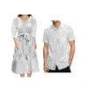 Party Dresses Factory Wholesale Custom Mother Day Gift Polynesian Tribal Design Samoan White Dress Big Size Women Puff Sleeve