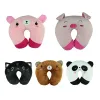 Cute Cartoon Animals U Shaped Pillow Travel Car Neck Rest Pillow Support Head Rest Cushion Panda Cat Bear Rabbit Pig