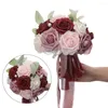 Decorative Flowers Bouquet For Bride Bridesmaids Artificial Rose Bridal Holding Wreath Wedding Party