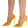 Sapatos de vestido Sandálias de festa de verão Pointy 15cm Stilettos Mulheres Open-Toe Strap Buckle Heels Moda