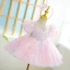 Girl Dresses Girls Butterfly Tutu Long Gown Children French Bubble Sleeve Princess Dress Christmas Prom Birthday Year Gift