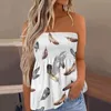 Kadın Tankları Kadın Stripe Strapless Bandeau Tank Günlük Kolsuz Yaz Tatil Gevşek Tatil Top Gömlek Bluz Pileli Streç Kız Tops