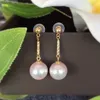 Dangle Earrings Real 18K Gold Drop Pearl Jasper DIY Earring Accessories Pure AU750 Fine Jewelry Gifts For Women