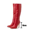 Boots White Red Stiletto High Heels Knee High Boots Fashion Sexy Skinny High Botas Pointed Toe Side Zip Pu Leather Winter Shoes 2023