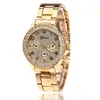 Wristwatches Fashion Women Wristwatch Stainless Steel Strap Quartz Watches Roman Double Circle Diamond Exquisite Luxury Watch Gift For Wife