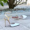 Scarpe eleganti Cinturino con fibbia sexy Patchwork Punta a punta Nero Giallo Bianco Pelle Colori misti Tacco a spillo Décolleté Scarpe alla caviglia ritagliate