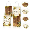 Present Wrap BD068 12st Baby Spring Sunflower Happy Birthday Party Portable Packing Paper Tygväskor Bröllopsduschartiklar