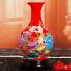 Vases Jingdezhen Céramique Vase rouge chinois Lotus Gold Peinture Cadeaux de mariage Salon Accueil Artisanat Ornements