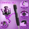 Combo Sougayilang Fishing Rod Combo 1.66m 5 Sektioner Rod och 5.2: 1 Gear Retio Spinning Reel for Seawater Freshwater Fishing Set Pesca