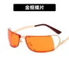 2 pezzi Fashion designer di lusso Occhiali da sole ovali cavi in metallo Y2K occhiali da sole punk a vapore occhiali da sole hot girl a forma concava da strada