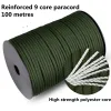 Paracord 50m 100m carretel pacote 9 suporte núcleo paracord para sobrevivência pára-quedas corda cordão acampamento escalada corda caminhadas varal