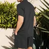 Herren-Trainingsanzüge, Outfit, Herren-Oberteile, Shorts, hawaiianisches lockeres Herren-Set, lässig, Baumwollmischung, Blumendruck, kurze Ärmel, 2-teilig