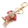 Keychains 2024 TinyKenro Style Fashion Rhinestone Colorful Söta stora öron Harpy Dog Bag Purse Keychain