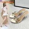 Outside Cute Cartoon Animation Slippers Summer Sandals Transparent Wedge Shoe Fashion Bling Diamond Shallow Mouth Heels 240318