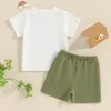 Ensembles de vêtements Toddler Né Baby Boys Summer Summer Summer Embroidery Short à manches courtes Tops Shorts de taille élastique 2pcs Vêtements décontractés