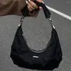 Cordão feminino meia lua saco versátil zíper bolsa de ombro casual macio mochila na moda menina elegante