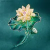 Pins Brooches SUYU Winter New Enamel Hand-painted Coating Lotus Brooch For Womens Elegant Temperament Coat Accessories Fashion Brooch L240323