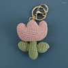 Keychains Creative Crochet Tulpan Key Chain Handgjorda hänge Blomma Partihandel Supply Gift Hang Hang Decor 2024