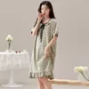 Kvinnors sömnkläder 2024 Summer Short Sleeve Print Nightrowns For Women Korean Söt Student Night Dress Nightdress Ladies Home Gown Nighty