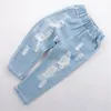 CROAL CHERIE Fashion Children Ripped Jeans Kids Boys Girls Denim Pants For Teenagers Toddler Clothes 240318