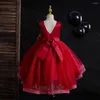 Girl Dresses Annabelle Princess Dress Sleeveless Backless Red White Puffy Wedding Party With Beading Birthday Gown