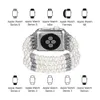 Fran-11bd Mulheres Jóias Pulseira de Aço Inoxidável Para Faixa de Relógio 7 4 3 Pulseira de Diamante de Pérola Para Bandas iWatch SE 6 5 38-44mm 240311