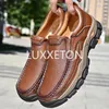 Casual Shoes 2024 Handmade Genuine Leather Mountaineering Men's Soft Cowhide Thick Sole Black Brown Anti Slip