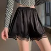 Women's Sleepwear Ice Silk Loose Short Pants Womens Summer Ruffle Satin Seamless Safety Pajama Shorts Underwear Cool Lace Sleep Bottoms