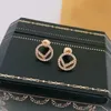 classics Charm earrings black earring letter F gold stud with diamond woman Women's gold titanium steel luxury designer gift jewelry not fade