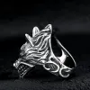 Vintage Punk Wind Wolf Bull 14K Witgouden Ring Hagedis Spartan Masker Ringen Rock Hip Hop Heren Ring Sieraden Drop