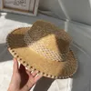 Chapeaux larges chapeaux seau chapeaux 2021 décoration de perles chapeau de soleil raphia pour femmes haut plat jazz fedoras panama chapeau de paille d'été brève ceinture bleue chapeau de plage cadeaux L240322